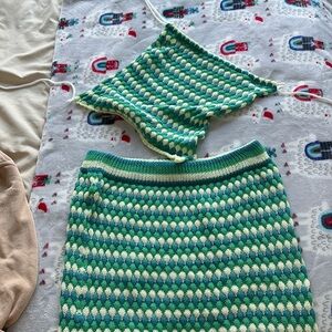 SHEIN halter skirt set